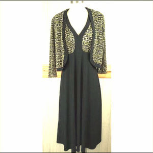 Career 2-piece Midi Black Dress with Shrug / Cropped Jacket, K Studio Collection